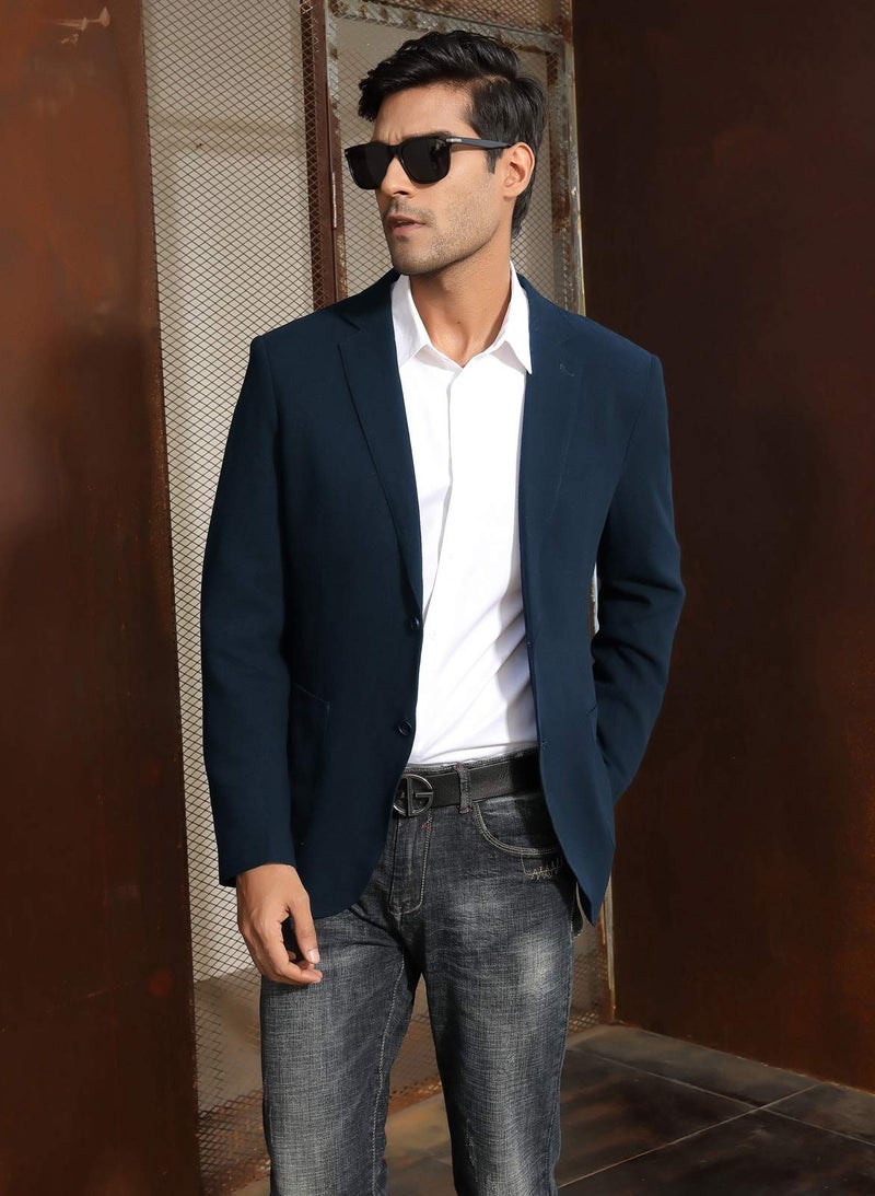 PJ Paul Jones Men's Slim Fit Lightweight Linen Jacket Tailored Blazer Sport Coat Navy - Image 4