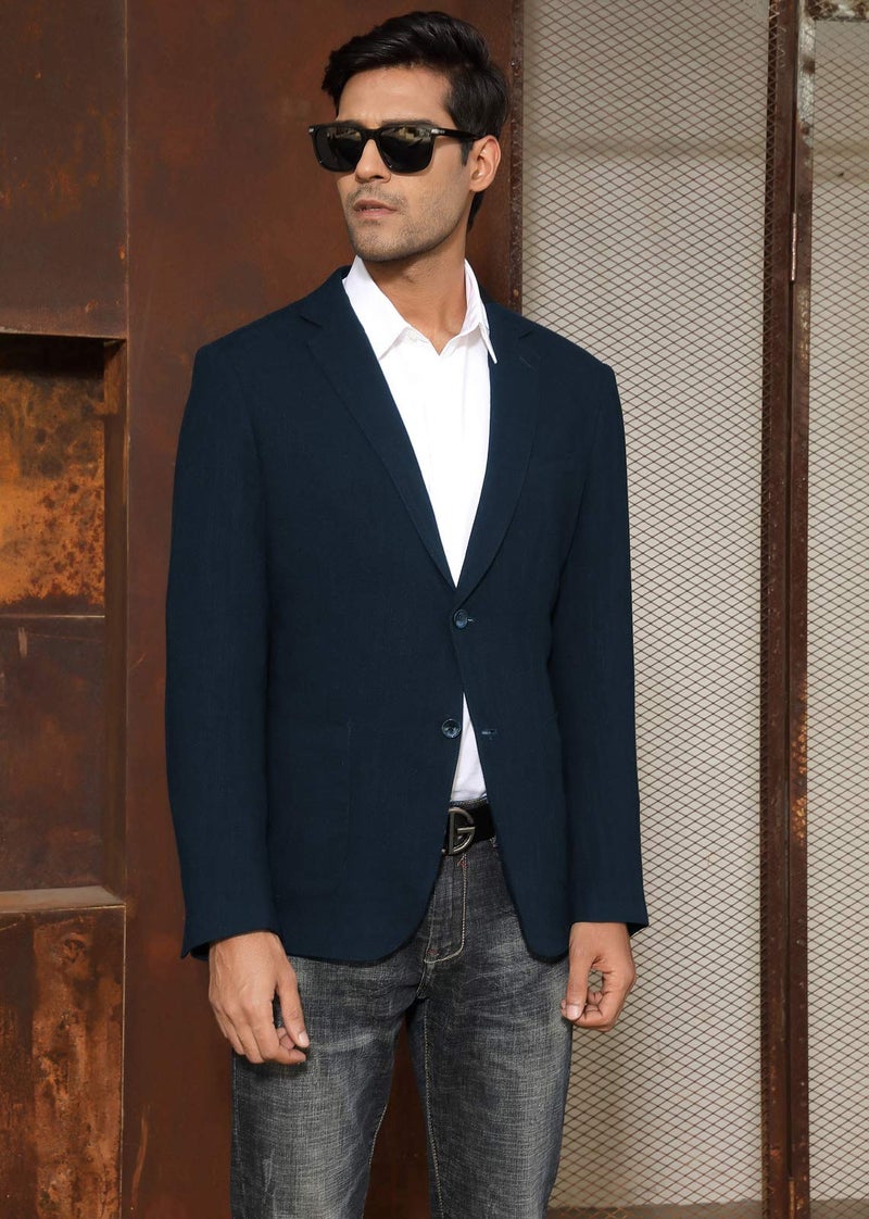 PJ Paul Jones Men's Slim Fit Lightweight Linen Jacket Tailored Blazer Sport Coat Navy - Image 3