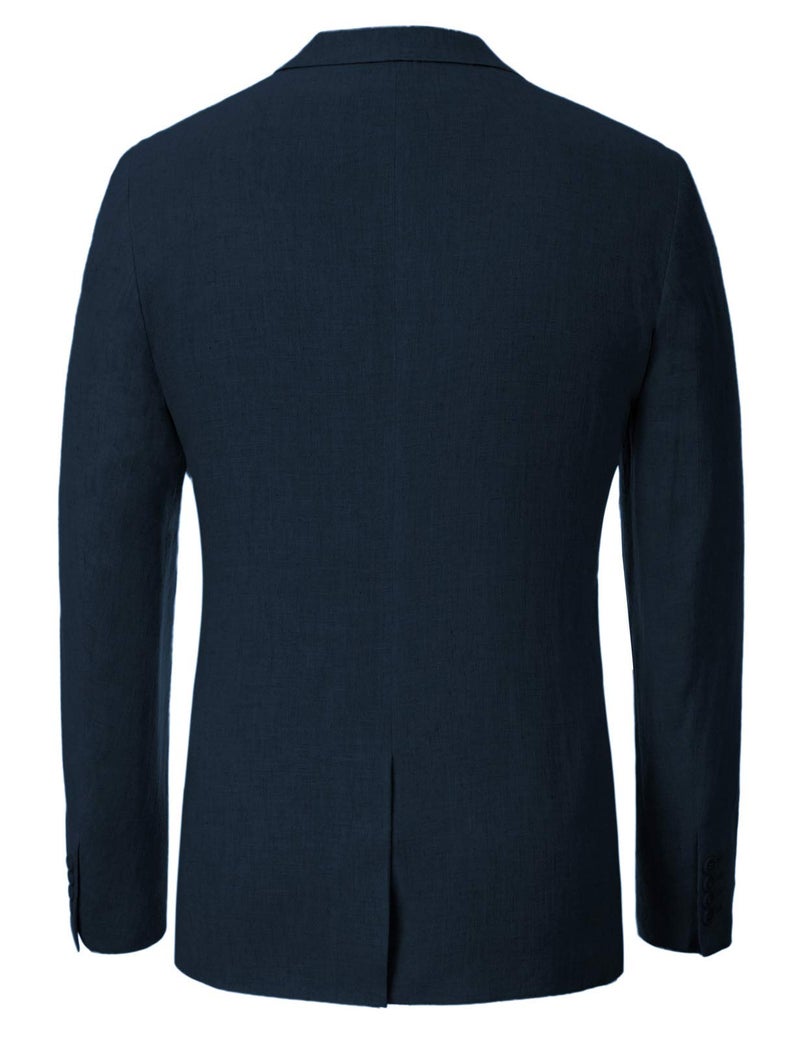 PJ PAUL JONES Men's Linen Blazer Jacket Slim Fit Lightweight Tailored Blazer Sport Coats Navy - Image 3