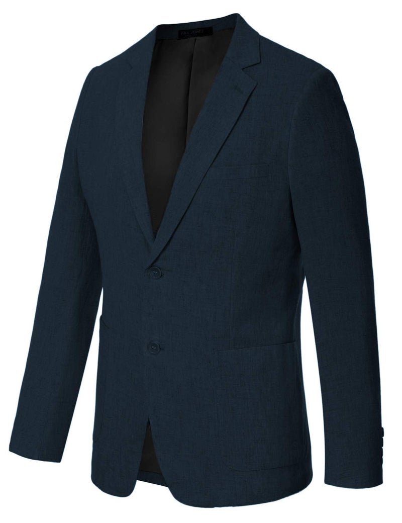 PJ PAUL JONES Men's Linen Blazer Jacket Slim Fit Lightweight Tailored Blazer Sport Coats Navy - Image 2