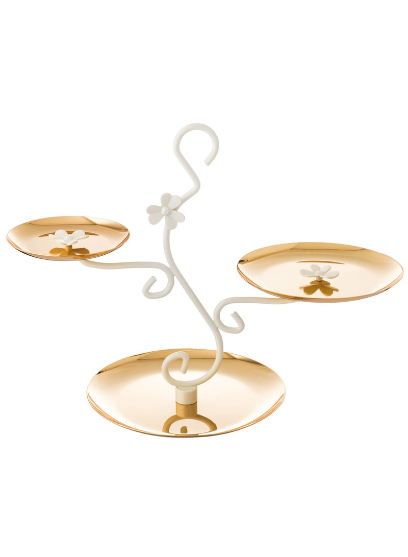 السيف  حامل حلاوة قطوف من المعدن 2 صحون بتصميم جميل مع وردة بالوسط من السيف - Image 1