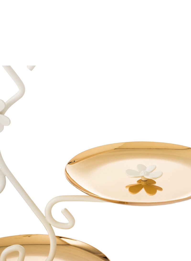 السيف  حامل حلاوة قطوف من المعدن 2 صحون بتصميم جميل مع وردة بالوسط من السيف - Image 4