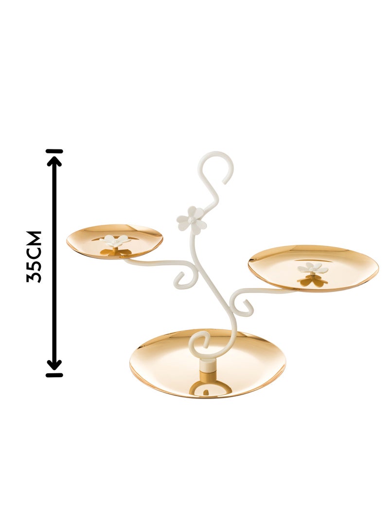 السيف  حامل حلاوة قطوف من المعدن 2 صحون بتصميم جميل مع وردة بالوسط من السيف - Image 5