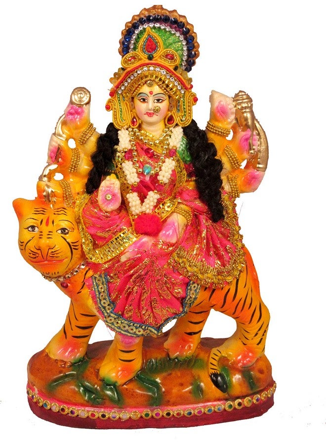 Suninow Goddess Maa Durga Devi Idol Statue Sherawali MATA Rani Spiritual Puja Vastu Showpiece Figurine - Religious Murti Pooja Gift Item (10.5 X 7 INCH), Earthenware - Image 1
