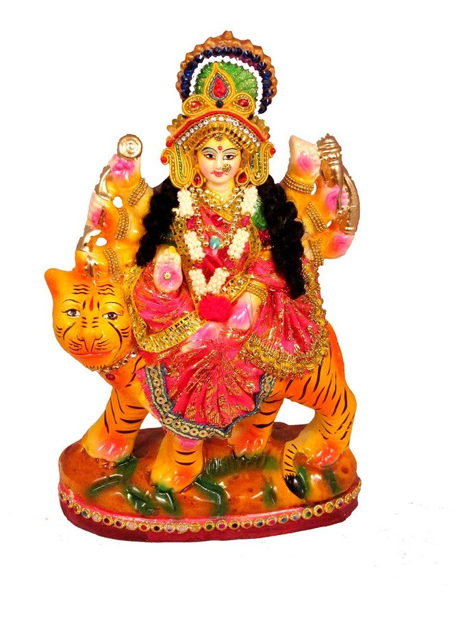 Suninow Goddess Maa Durga Devi Idol Statue Sherawali MATA Rani Spiritual Puja Vastu Showpiece Figurine - Religious Murti Pooja Gift Item (10.5 X 7 INCH), Earthenware - Image 2