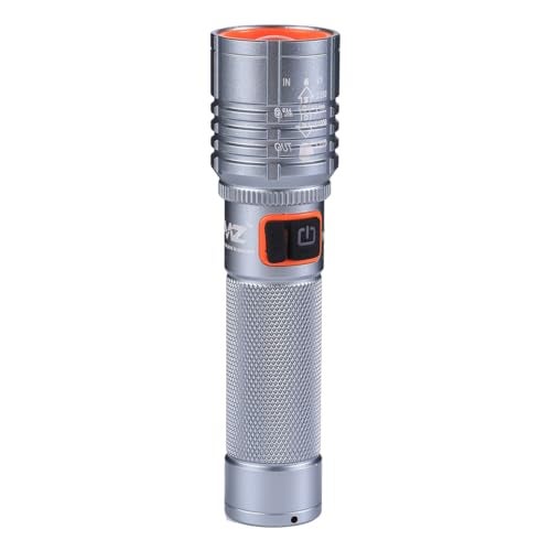 MZ 035 (Zoomable LED Silver Metal Torch) 4 Modes Flashlight | Super Bright & USB Rechargeable Torch, Zoomable Tactical Flashlight with Digital Display - Image 3