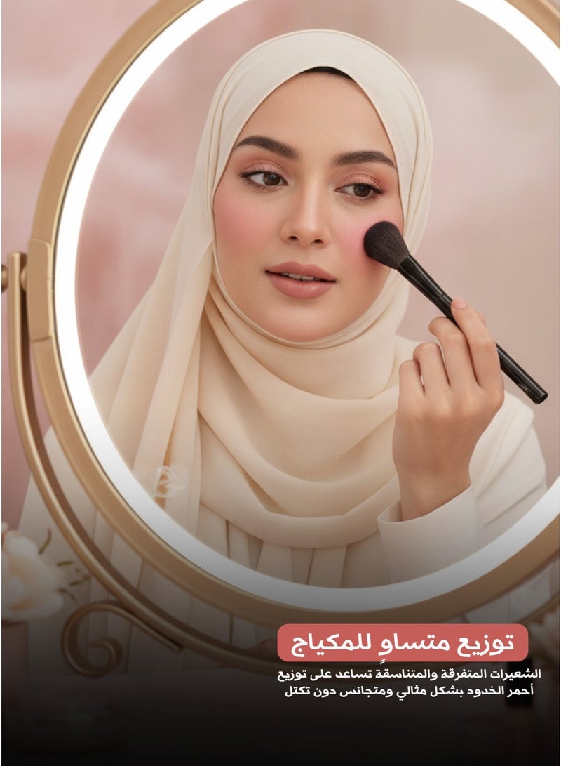 Energy Professional Single Blush Brush With Long Glossy Black Handle And Soft Flexible Bristles For Smooth Powder Pickup, Natural Blending And Even Blush Application - Image 1