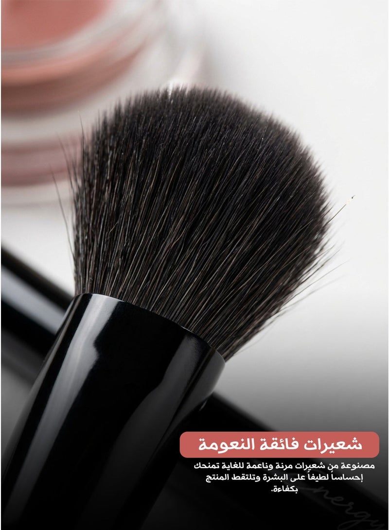 Energy Professional Single Blush Brush With Long Glossy Black Handle And Soft Flexible Bristles For Smooth Powder Pickup, Natural Blending And Even Blush Application - Image 5