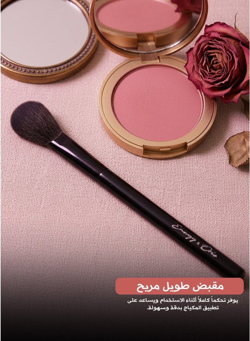 Energy Professional Single Blush Brush With Long Glossy Black Handle And Soft Flexible Bristles For Smooth Powder Pickup, Natural Blending And Even Blush Application - Image 4