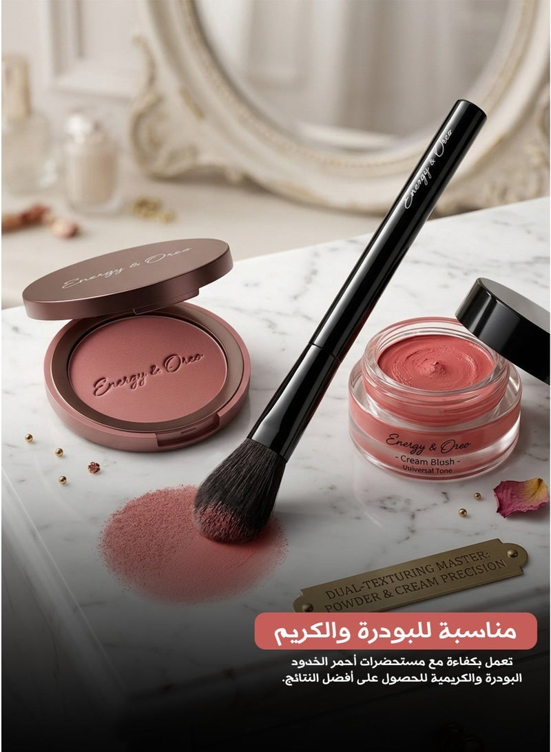 Energy Professional Single Blush Brush With Long Glossy Black Handle And Soft Flexible Bristles For Smooth Powder Pickup, Natural Blending And Even Blush Application - Image 3