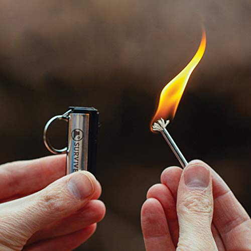 SURVIVE Permanent Match, Pack of 5, The Forever Lighter, Emergency Waterproof Fire Starter Striker Set, Metal Keychain Unlimited Strike Anywhere Stick - Image 2