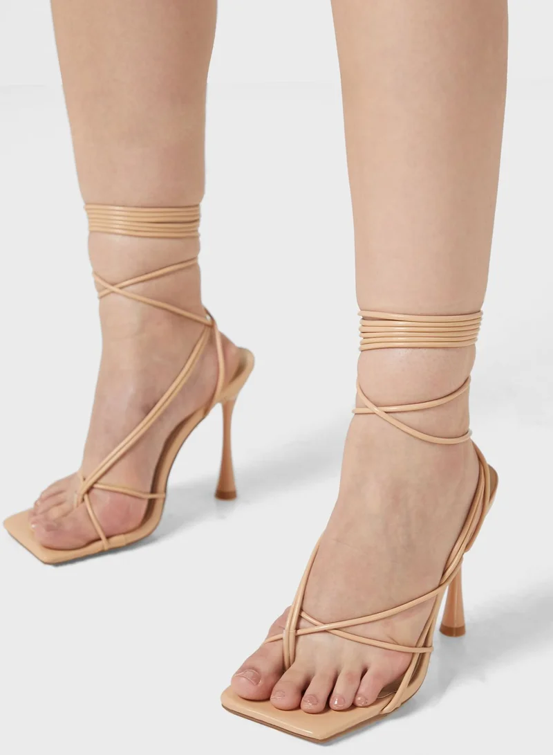 Truffle Tie Up Strappy Heeled Sandal