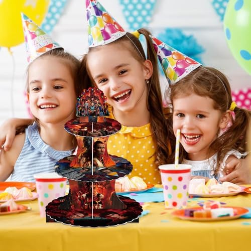 H.ebony Stranger 5 TV Party Supplies Decorations, Movie Theme Cupcake Stand, 12 Inch Cardboard Cupcake Tray for Birthday, Wedding, Party Decoration - Image 2