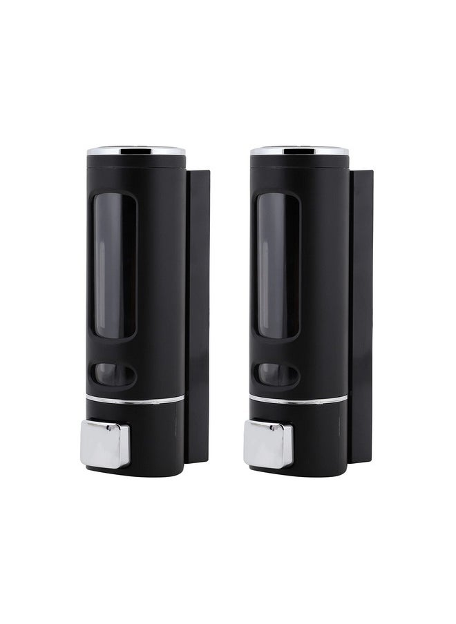 Kkd KKD® ABS Plastic Wall Mounted Cylindrical Soap Dispenser, Leak-Free Multipurpose Liquid Dispenser for Hand Wash,Shampoo, Gel Dispenser for Bathroom/Basin/Kitchen Sink (Black, 400 ml) (Pack of 2)  - Image 1