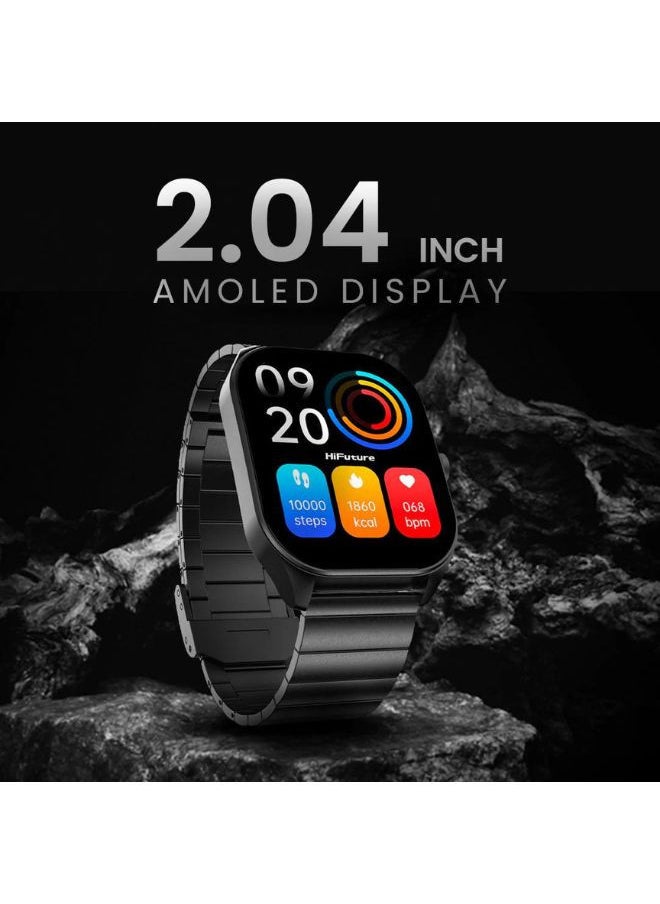 HiFuture - FutureFit Apex Stainless Steel Smart Watch, 2.04 Inch Display, Silver - Image 1