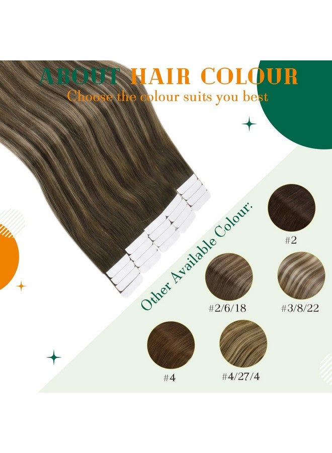 إيزي يوث شريط وصلات الشعر باللون البني، شريط Balayage في وصلات الشعر البشري، شريط بني متدرج في وصلات الشعر، شعر بشري متدرج 16 بوصة 40 جرام 20 قطعة - Image 4