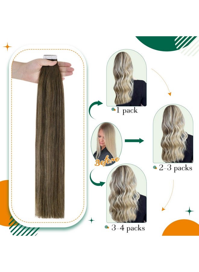 إيزي يوث شريط وصلات الشعر باللون البني، شريط Balayage في وصلات الشعر البشري، شريط بني متدرج في وصلات الشعر، شعر بشري متدرج 16 بوصة 40 جرام 20 قطعة - Image 2