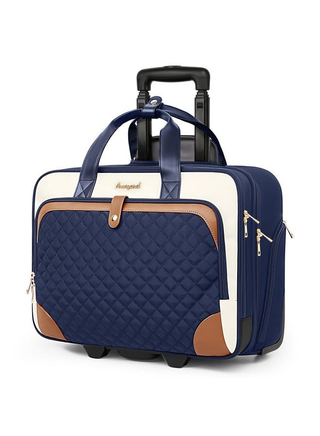 Arcoyard Rolling Laptop Bag Women, Rolling Briefcase for Women, Navy Blue, Large, Stylish and Minimalist Design - Image 1