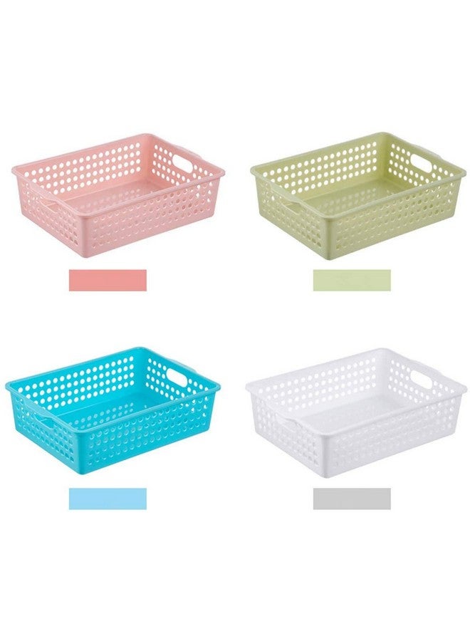 Lawei 8 Pack Plastic Storage Baskets - Colorful Paper Organizer Baskets Plastic Shelf Bins with Handles, Classroom Office File Holder for Home Office School - Image 2