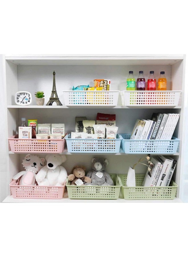 Lawei 8 Pack Plastic Storage Baskets - Colorful Paper Organizer Baskets Plastic Shelf Bins with Handles, Classroom Office File Holder for Home Office School - Image 5