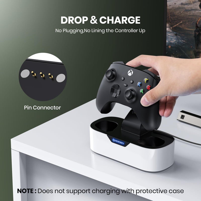 NEWDERY Solo Charger Station for Xbox Wireless Controllers, Fast Charging Dock Single Charging Stand for Xbox One/Series X|S Controller - Image 3