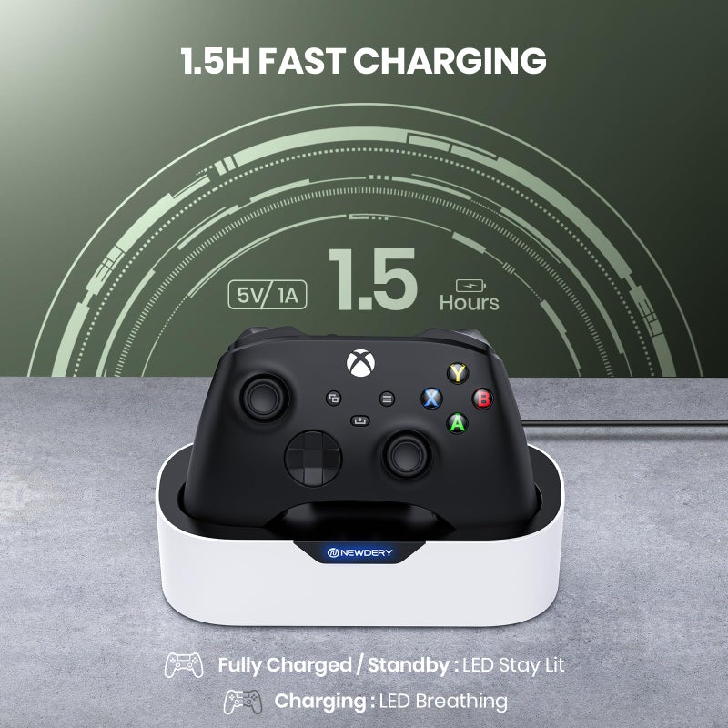 NEWDERY Solo Charger Station for Xbox Wireless Controllers, Fast Charging Dock Single Charging Stand for Xbox One/Series X|S Controller - Image 2