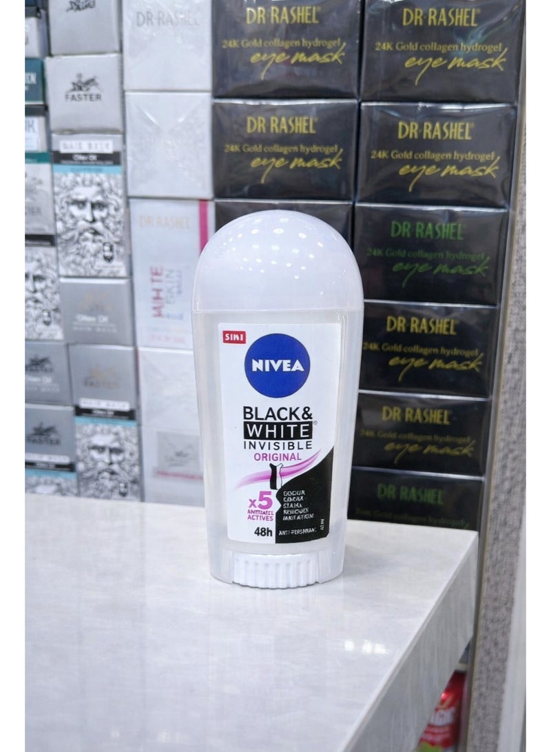 نيفيا مزيل عرق NIVEA ستيك  ابيض واسود خالي من الكحول  حماية 48 ساعة من التعرق  ترطيب ونعومة فائقة  مناسب للبشرة الحساسة - Image 2