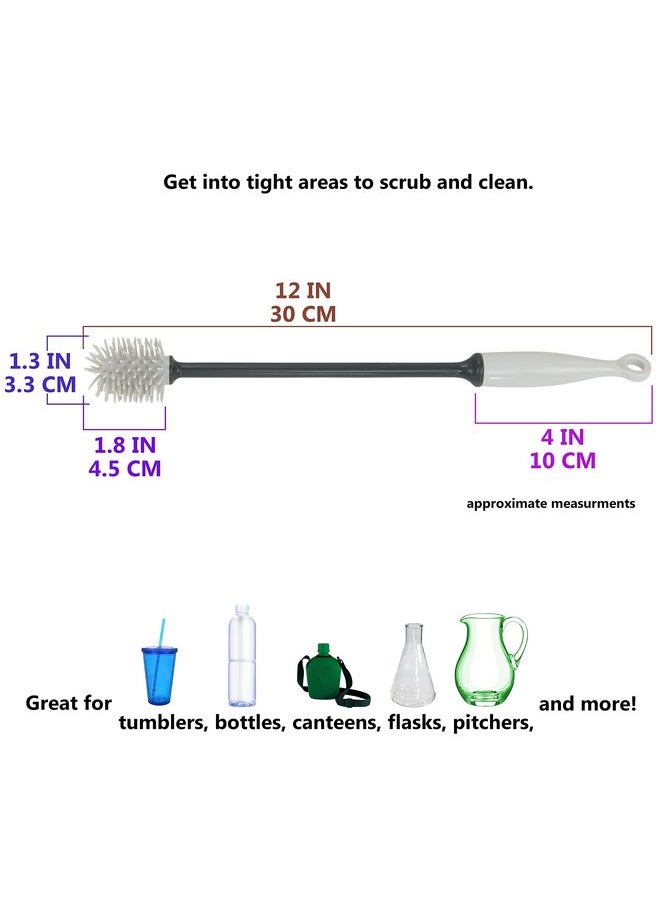 Iconikal Iconikal 12-Inch Silicone Bottle Brush, Gray, 2-Pack Clean Water Bottles, Shakers, Mixers  - Image 2