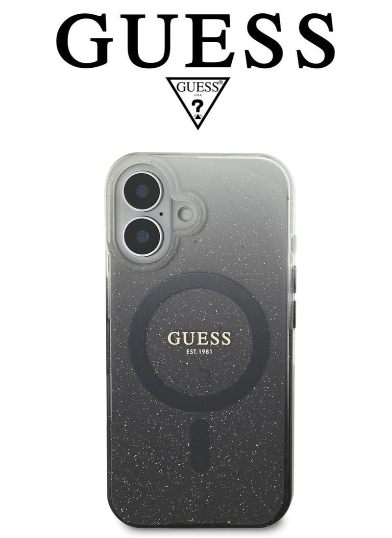 CG MOBILE iPhone 16 Case, phone case supports magsafe and wireless charging, iphone case with elegant gradient Black design with original logo and design approved by the global brand GUESS  - Image 3
