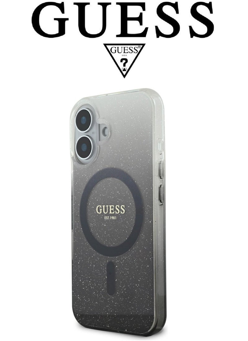 CG MOBILE iPhone 16 Case, phone case supports magsafe and wireless charging, iphone case with elegant gradient Black design with original logo and design approved by the global brand GUESS  - Image 2