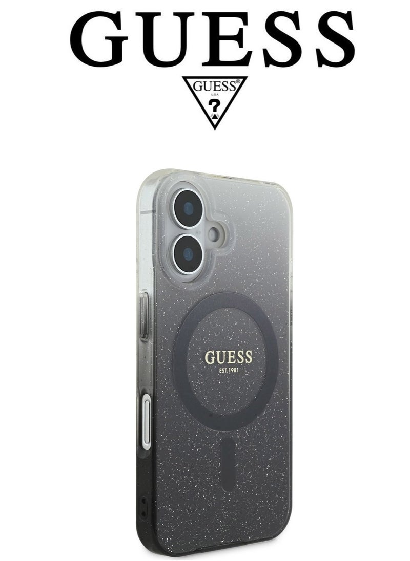 CG MOBILE iPhone 16 Case, phone case supports magsafe and wireless charging, iphone case with elegant gradient Black design with original logo and design approved by the global brand GUESS  - Image 4