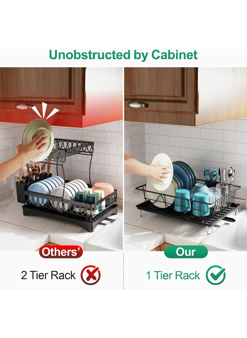 ZIMNEST - Dish Rack Dish Drying Stand Dish Drainer Plate Rack Dish rake Kitchen Organizer Dish Drying Rack Countertop Large Antibacterial Kitchen Utensils Dish racks Dish Stand (Black) - Image 1