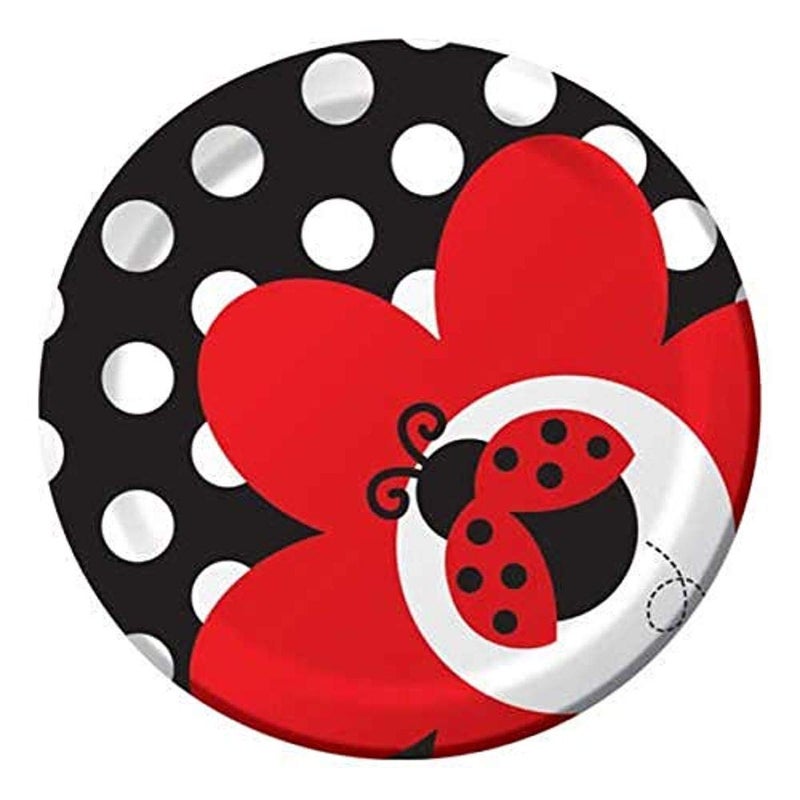 CREATIVE CONVERTING 8Count Round Paper Dessert Plates Ladybug Fancy