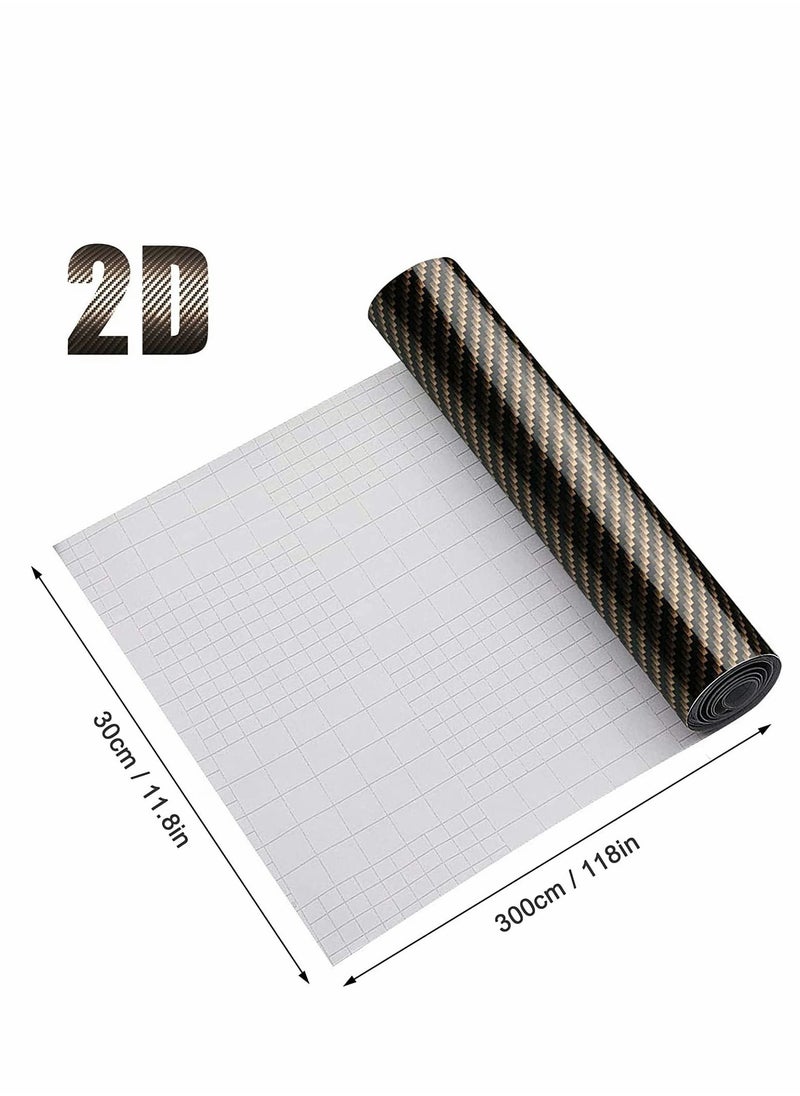 Generic - 2D Carbon Fibre Wrap, Self Adhesive Fiber Vinyl Car Sticker Without Bubble, Waterproof Interior Appearance Protective Film for Cars Motorcycles and Laptop, Black Gold 30 x 300cm - Image 1