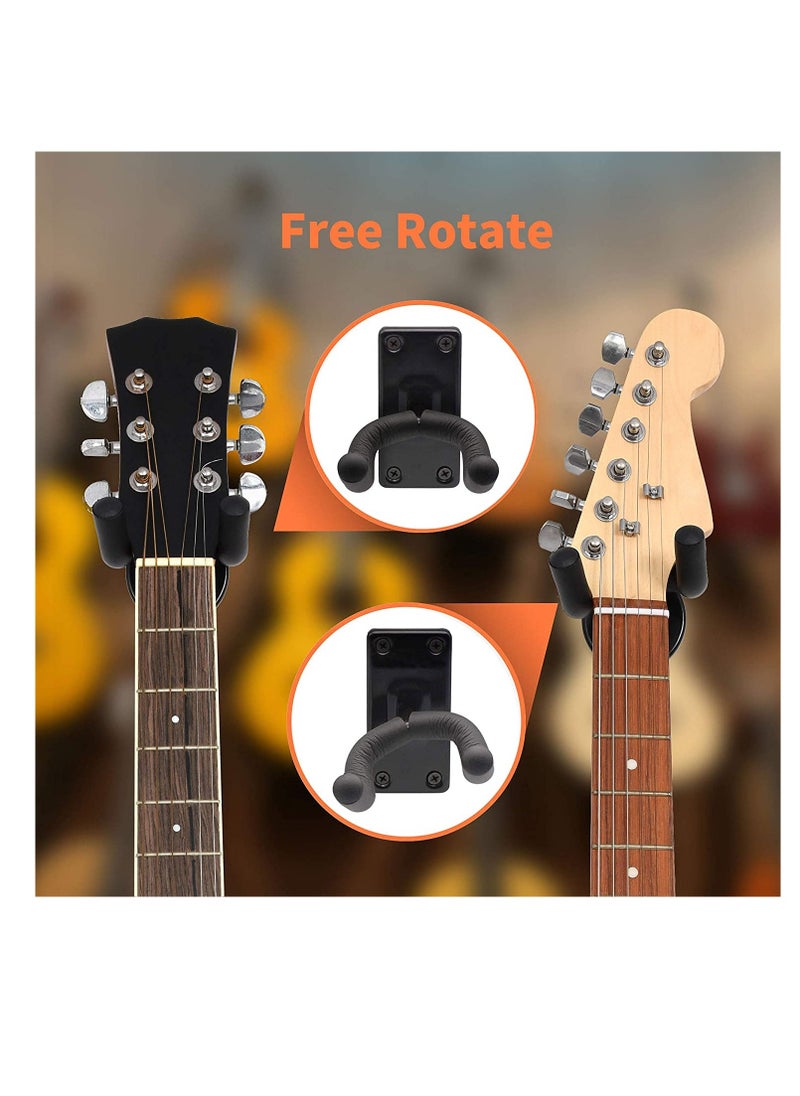 KASTWAVE Guitar Holder Guitar Wall Mount Guitar Hanger Shelf with Pick Holder Guitar Rack for Acoustic or Electric Guitar Ukulele Bass for All Size Guitars Violin Erhu Ukulele Hanger Black  - Image 4