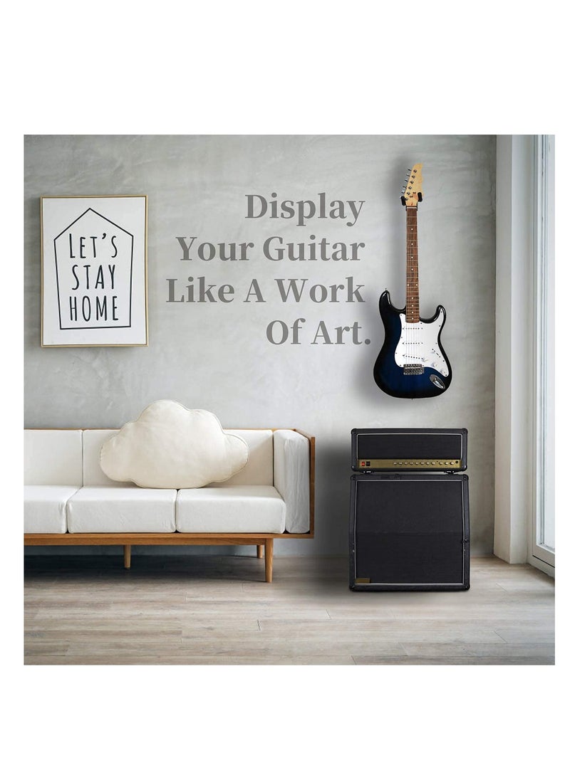 KASTWAVE Guitar Holder Guitar Wall Mount Guitar Hanger Shelf with Pick Holder Guitar Rack for Acoustic or Electric Guitar Ukulele Bass for All Size Guitars Violin Erhu Ukulele Hanger Black  - Image 5