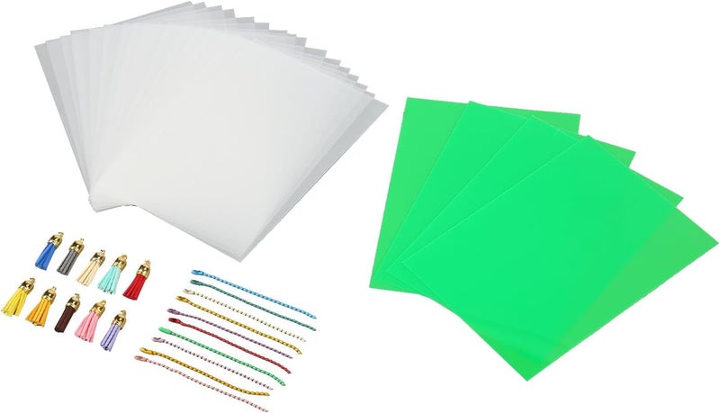 طقم ألواح فيلم الانكماش الحراري AQFNEB، ألواح بلاستيكية للانكماش DIY لصنع سلاسل المفاتيح والأقراط، ألواح حرفية من PVC شفافة بجوانب لامعة ومطفية للأطفال والكبار - Image 3