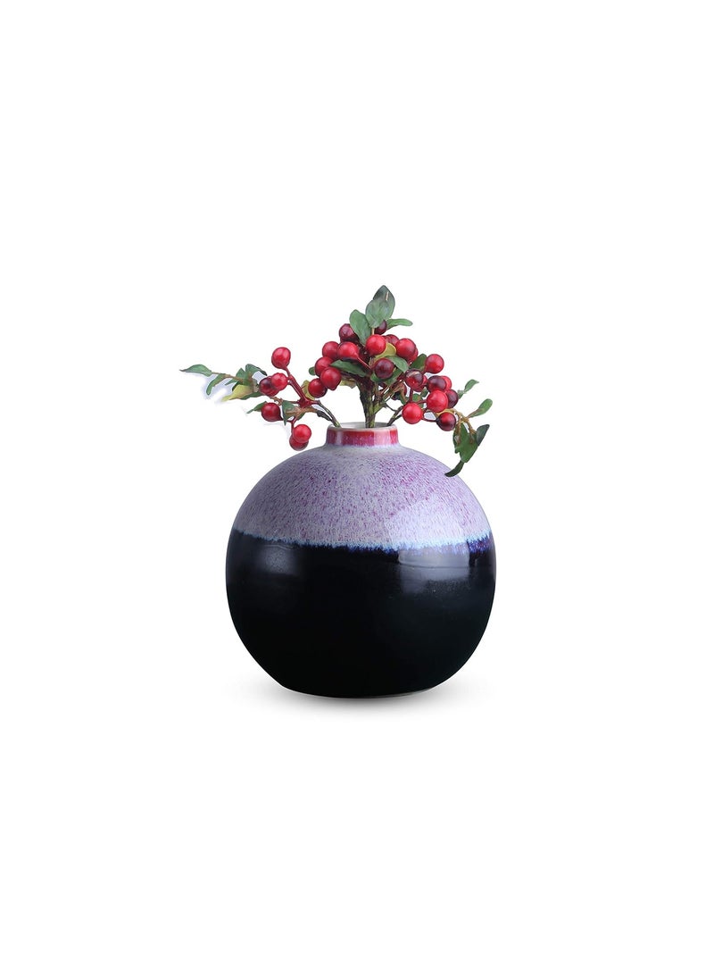 Caffeine Caffeine Ceramic Handmade Black & Multi Studio Matki Flower Vase or Flower Vase for Home Decor, Living Room, Bedroom, Office, Center Table (1 Pc) 