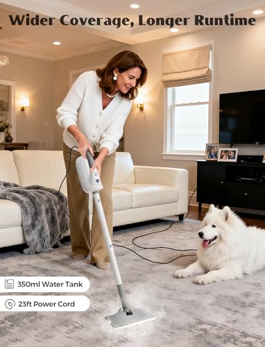 PureSwirlz 10-in-1 Steam Mop, Detachable Handheld Steam Cleaner, Multi & Up Steamer for Cleaning with 350ml Tank,10s Heat-Up, 23Ft Cord, 248°F 1200W Powerful Floor Steam Mop for Hardwood Floors, Grout, Carpet - Image 5