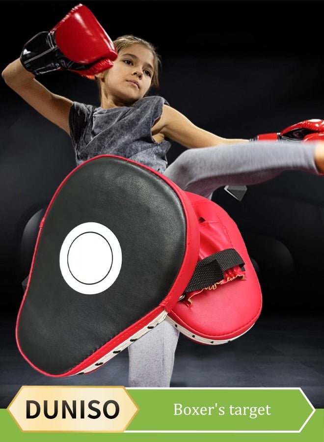 DUNISO Arc Boxing Hand Target  Boxing Pads 2pcs Pu Thickened Boxer Target,  Handheld Five Finger Target Boxing Target Taekwondo Training Boxing Ring Center Handle Adjustable Strap  for Kids and Adults - Image 1