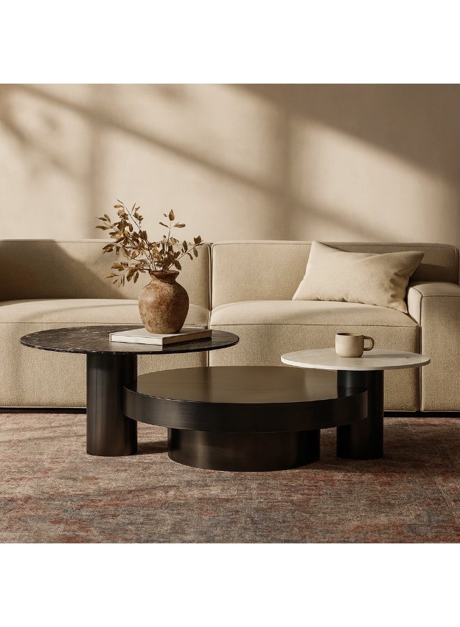 بيتونيا طاولة قهوة 3 قطع اشورا - اسود - Image 1