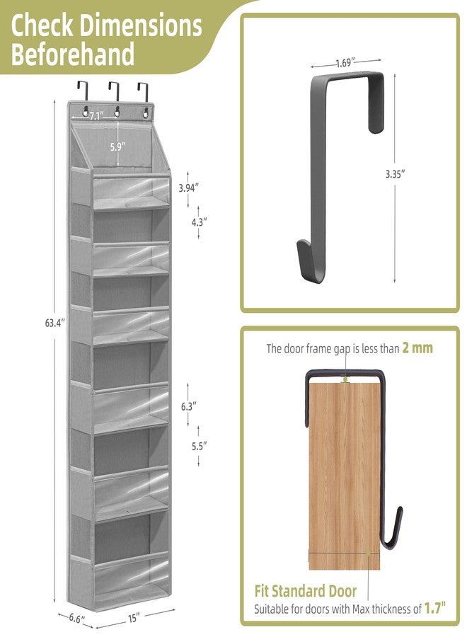 STORAGEIDEAS Over Door Organizer with 6 Extra Large Pockets 12 Side Pockets, Sturdy Closet Storage Rack, Hanging Storage Organizer with Clear Window for Shoes, Diapers, Toys, Bedroom, Bathroom, Grey - Image 2