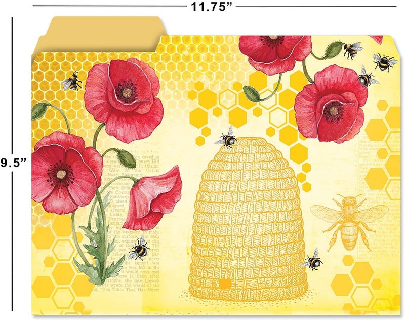 Current Bee Friends File Folders Value Pack - Bulk Set of 24, 6 Pretty Decorative Designs, 1/3 Cut Tabs, Heavy-Duty Paper Stock, Office Supplies for Home & Work, 9-½” x 11-¾” Letter Size - Image 2