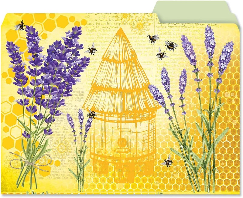 Current Bee Friends File Folders Value Pack - Bulk Set of 24, 6 Pretty Decorative Designs, 1/3 Cut Tabs, Heavy-Duty Paper Stock, Office Supplies for Home & Work, 9-½” x 11-¾” Letter Size - Image 4