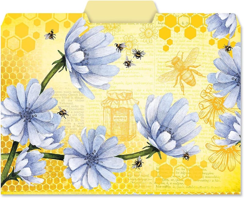 Current Bee Friends File Folders Value Pack - Bulk Set of 24, 6 Pretty Decorative Designs, 1/3 Cut Tabs, Heavy-Duty Paper Stock, Office Supplies for Home & Work, 9-½” x 11-¾” Letter Size - Image 3