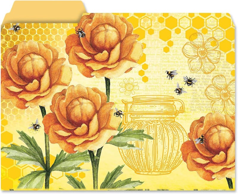 Current Bee Friends File Folders Value Pack - Bulk Set of 24, 6 Pretty Decorative Designs, 1/3 Cut Tabs, Heavy-Duty Paper Stock, Office Supplies for Home & Work, 9-½” x 11-¾” Letter Size - Image 5