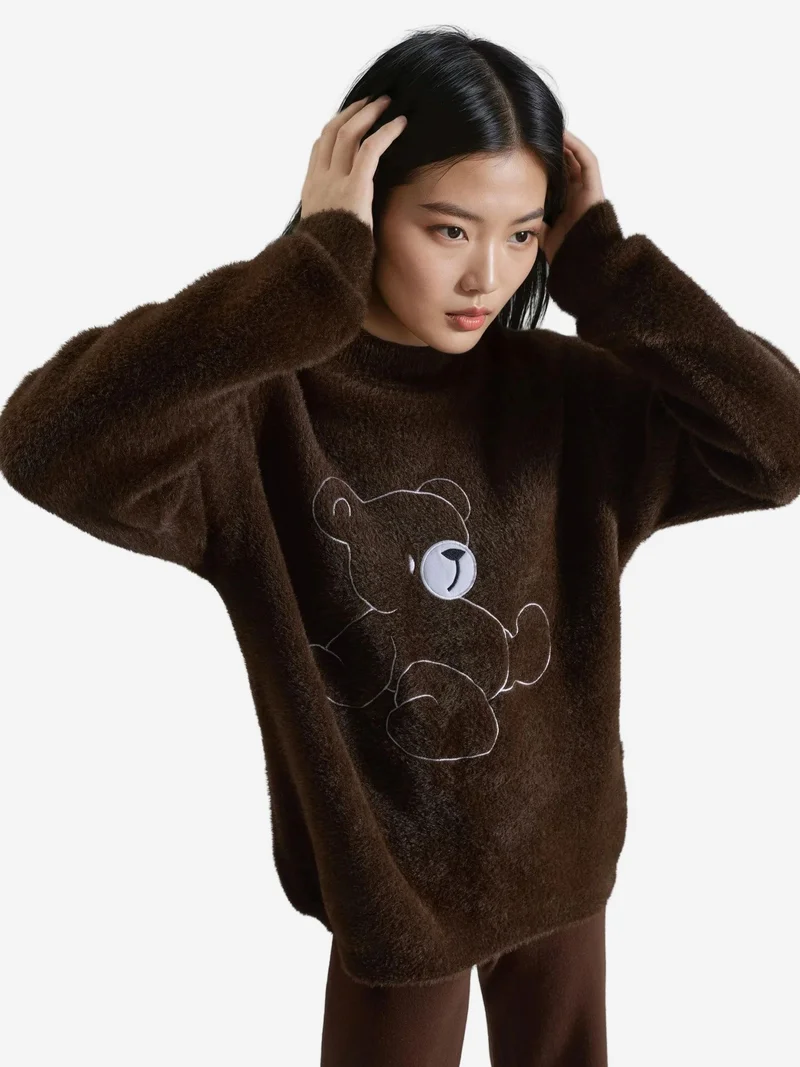MY FASHION Oversize Teddy Bear Plush Sweater
