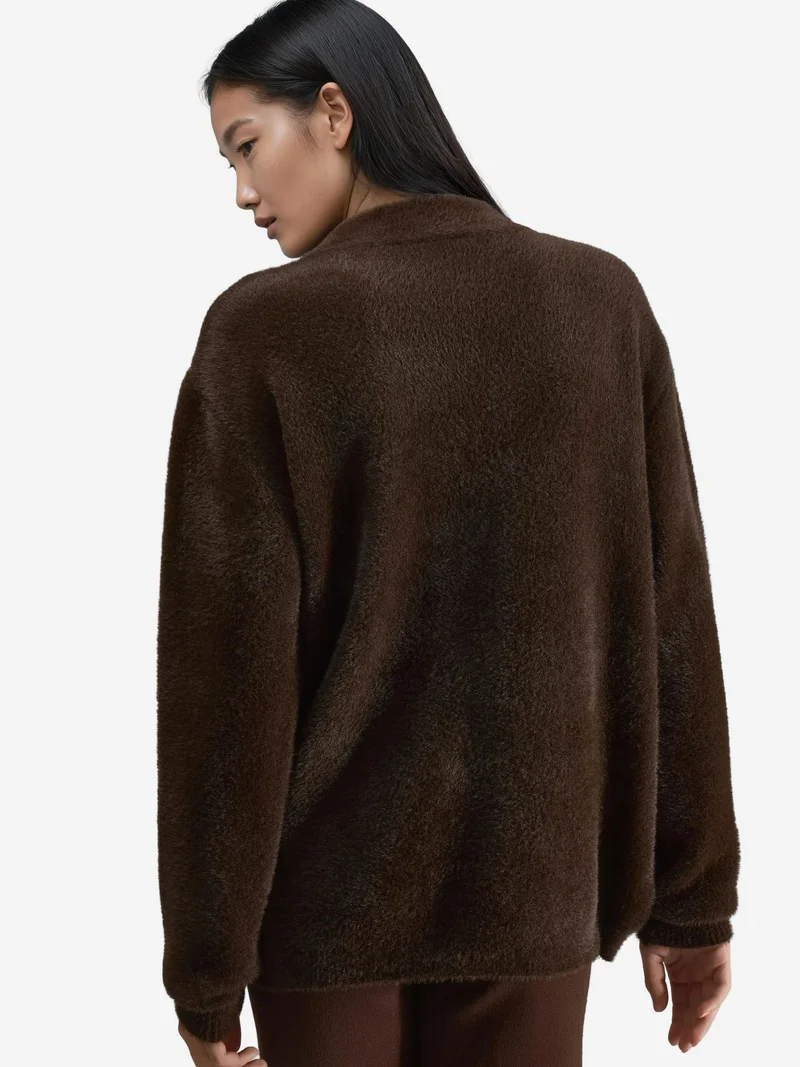 My Fashion Coffee Brown MY FASHION Oversize Teddy Bear Plush Sweater for Women | Best Price UAE