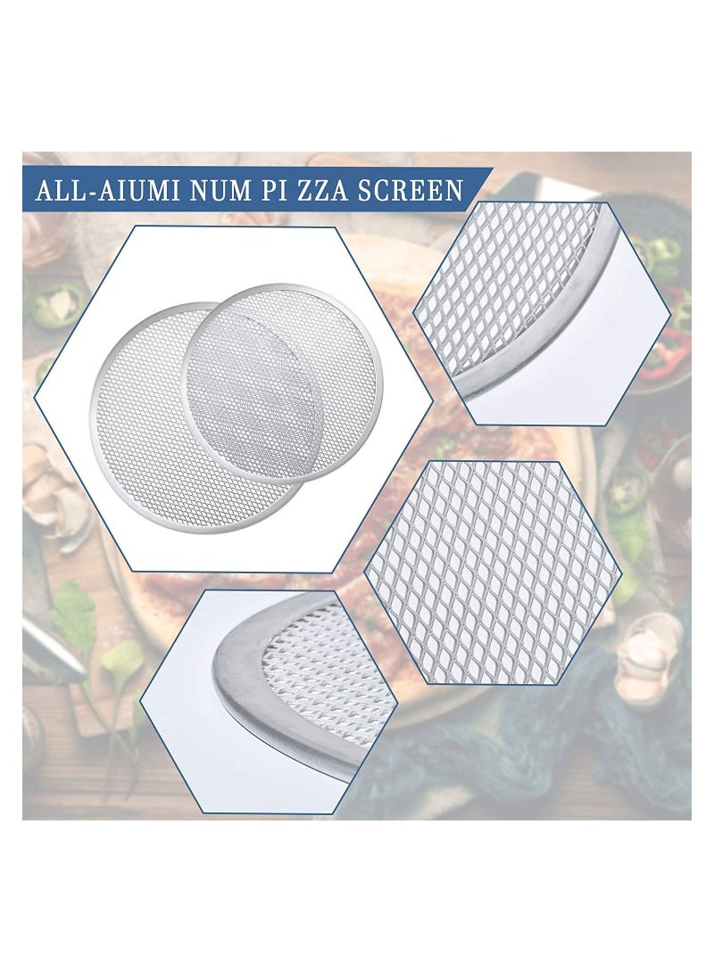 4 Pieces Seamless Round Pizza Screen, 2 12 inch Aluminum Mesh Screen and 10 Baking Tray for Home Kitchen Restaurant Supplies  - Image 3