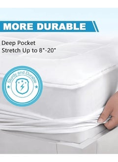 Asraar Premium 14 cm Thick Microfiber Mattress Topper with Soft Microfiber Filling - Breathable Bed Pad with Fitted Corner Edges - Enhances Comfort and Support for Better Sleep - Soft Fluffy Mattress Protector for Back Pain Relief, Deep Pocket Mattress Cover, Size - 200 x 150 cm White  - Image 4